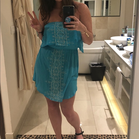 Turquoise blue strapless dress - Picture 5 of 6